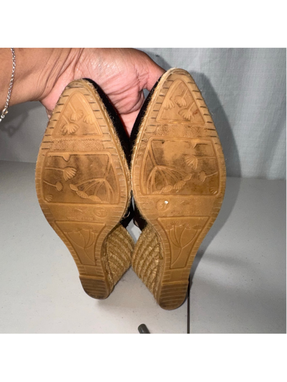Women's Viscata Palomera Espadrille Wedge Sandals Size EU 37/US 6.5 Black Beige - Picture 11 of 13
